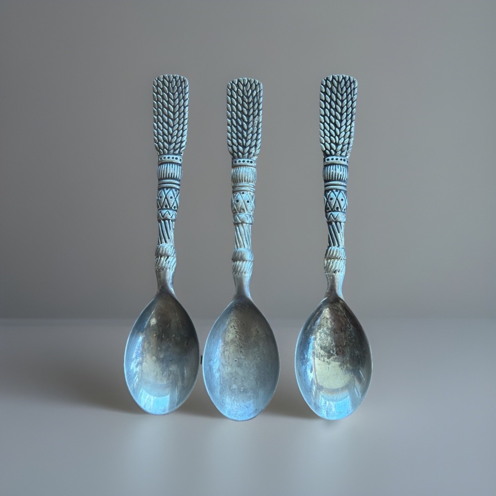 Vintage Silver Plated Rope & Tassel Marmalade Spoons 3 in Set